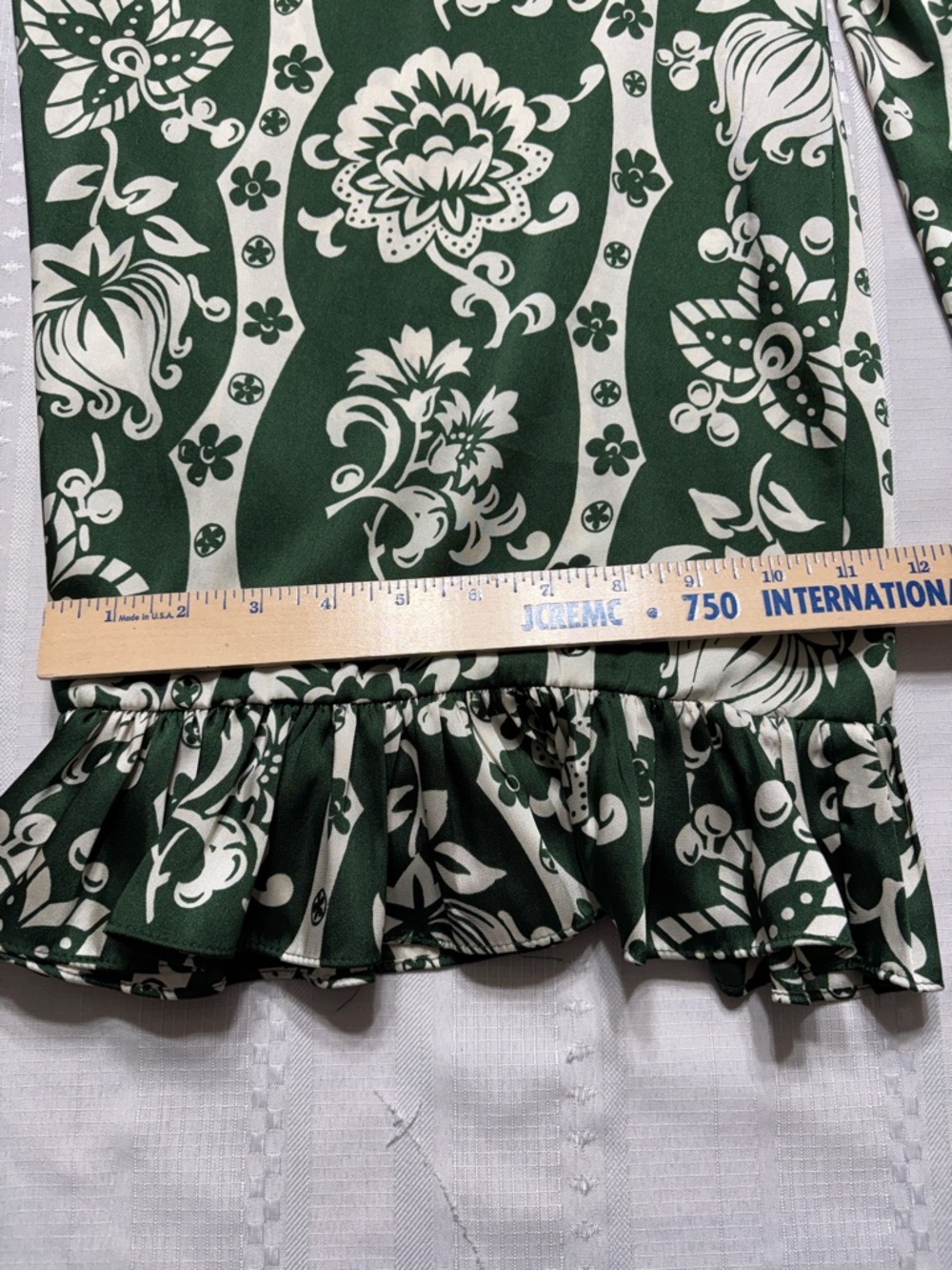 Zara High Waisted SZ L Wide Leg Satin Printed Floral Flowy Green  Pants - Picture 3 of 5